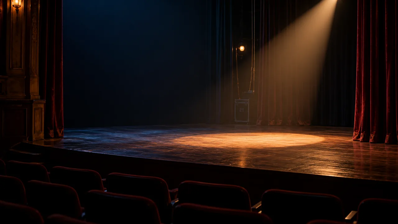 Illustrative empty theater stage waiting for the next presentation cue